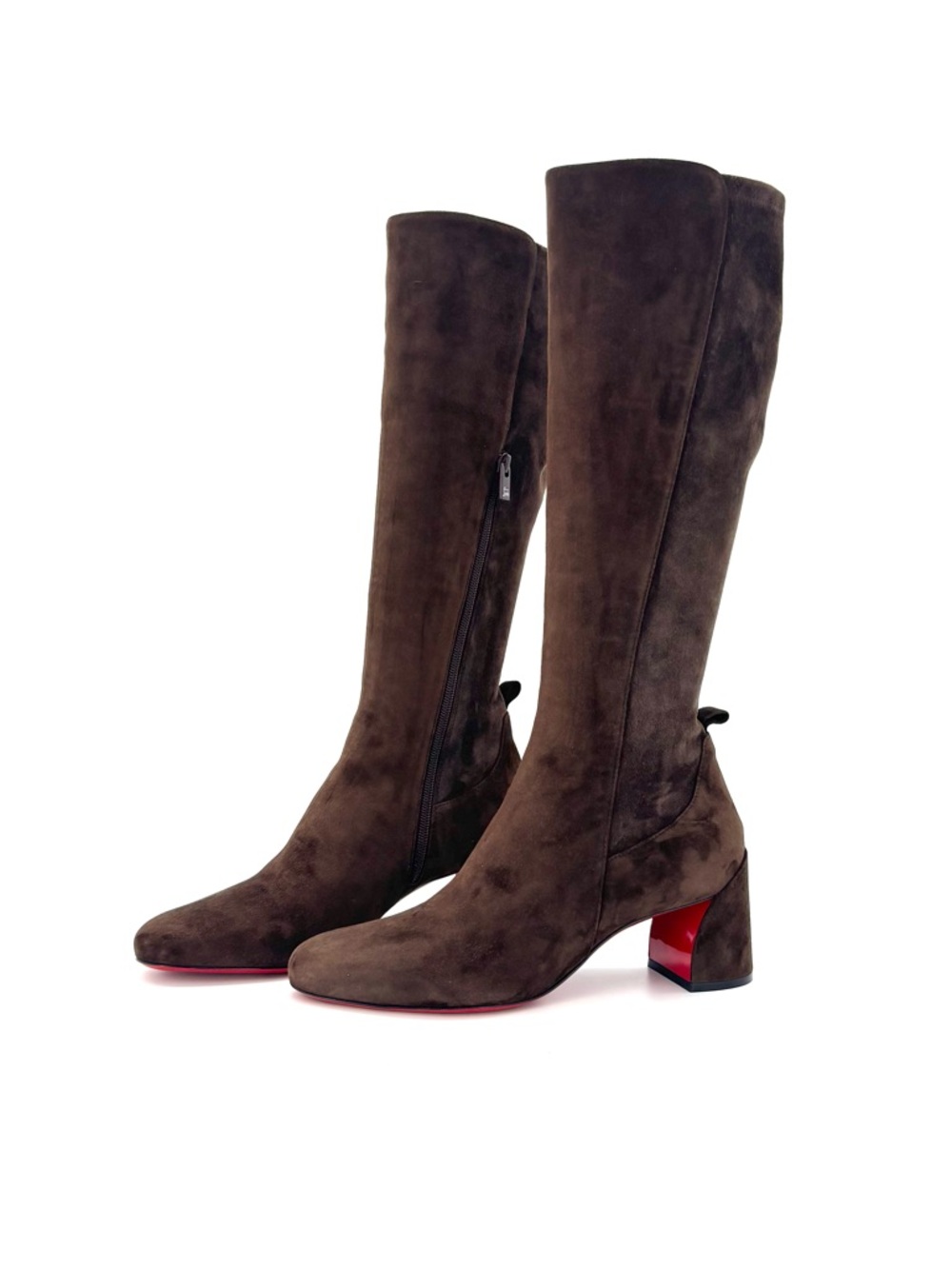 Christian Louboutin Jane Botta 55 Cosme Brown Suede Knee High Boots 40.5